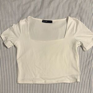 Chic White Square Neck Crop Top